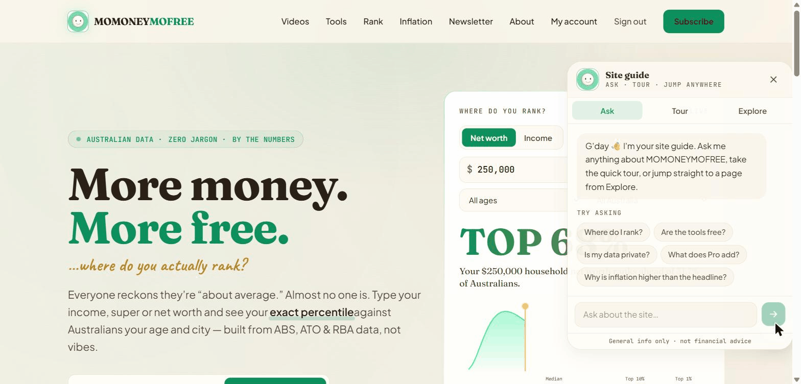 MOMONEYMOFREE AI money guide demo